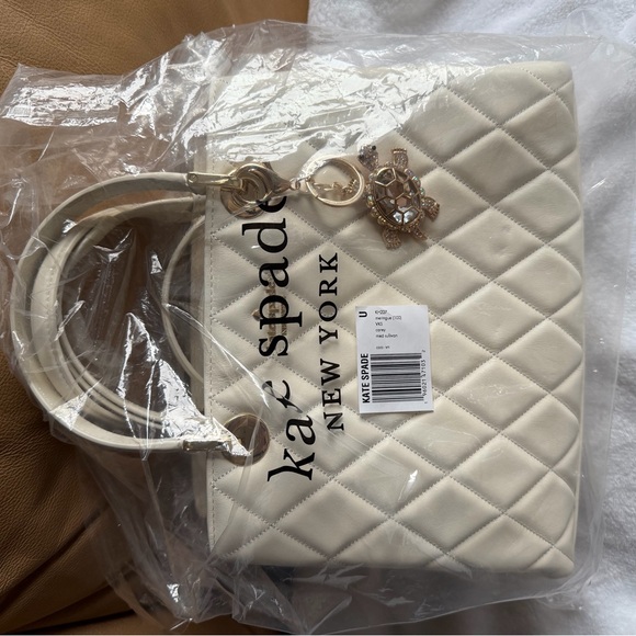 Kate Spade Cream Quilted Tote Bag